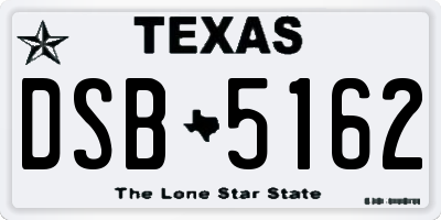 TX license plate DSB5162