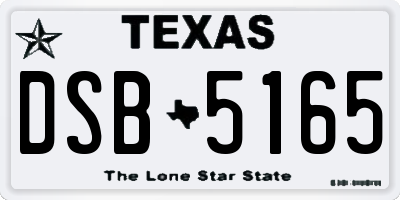 TX license plate DSB5165