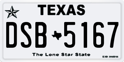 TX license plate DSB5167