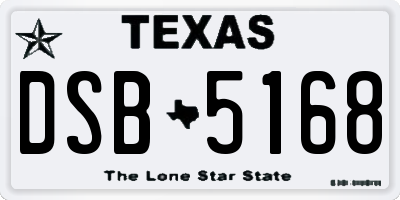 TX license plate DSB5168