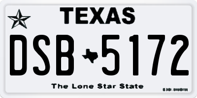 TX license plate DSB5172