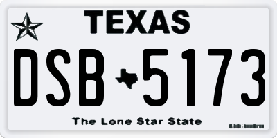 TX license plate DSB5173