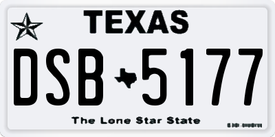 TX license plate DSB5177