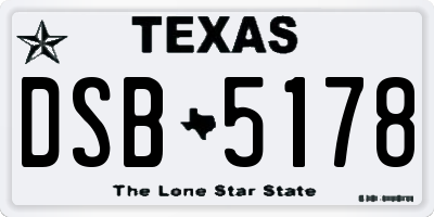 TX license plate DSB5178