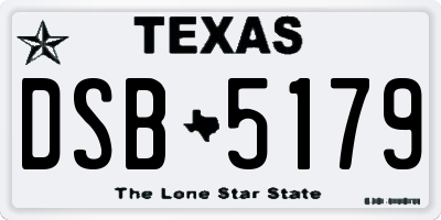 TX license plate DSB5179