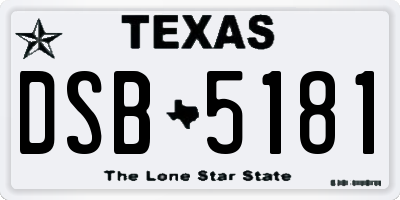 TX license plate DSB5181