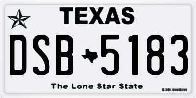 TX license plate DSB5183