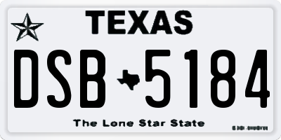 TX license plate DSB5184