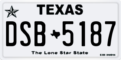 TX license plate DSB5187