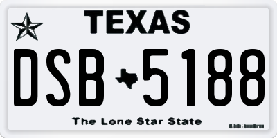 TX license plate DSB5188