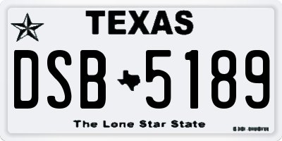 TX license plate DSB5189