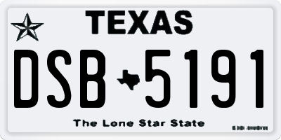 TX license plate DSB5191