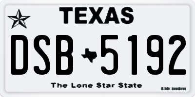 TX license plate DSB5192