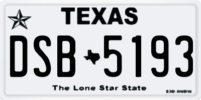 TX license plate DSB5193