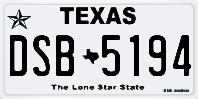 TX license plate DSB5194