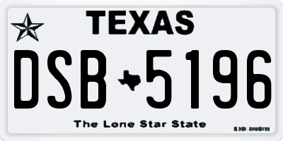 TX license plate DSB5196