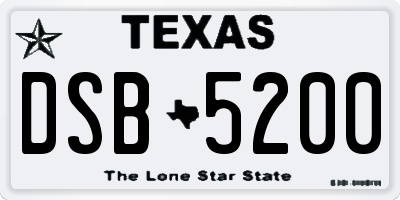 TX license plate DSB5200