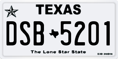 TX license plate DSB5201
