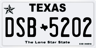 TX license plate DSB5202