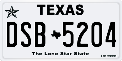 TX license plate DSB5204