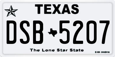 TX license plate DSB5207