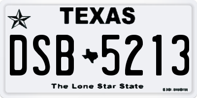 TX license plate DSB5213