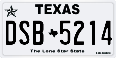 TX license plate DSB5214