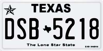 TX license plate DSB5218