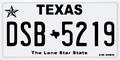TX license plate DSB5219