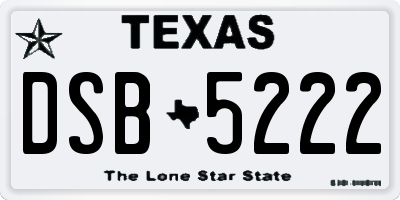 TX license plate DSB5222