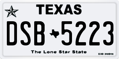 TX license plate DSB5223