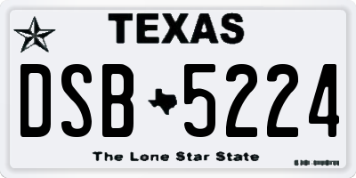 TX license plate DSB5224