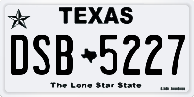 TX license plate DSB5227