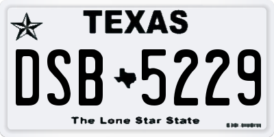 TX license plate DSB5229
