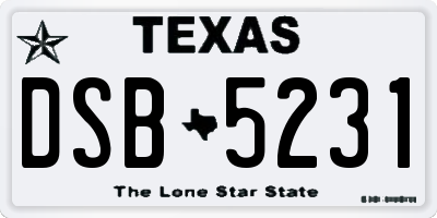 TX license plate DSB5231