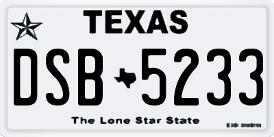 TX license plate DSB5233