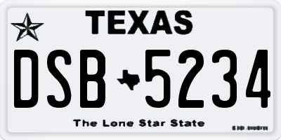 TX license plate DSB5234