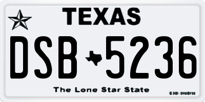 TX license plate DSB5236