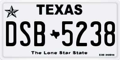 TX license plate DSB5238