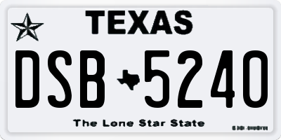 TX license plate DSB5240