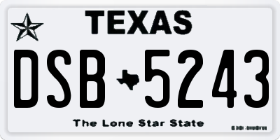 TX license plate DSB5243