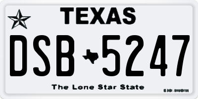 TX license plate DSB5247