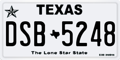 TX license plate DSB5248