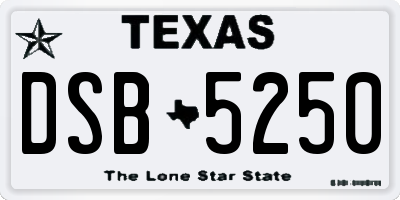 TX license plate DSB5250