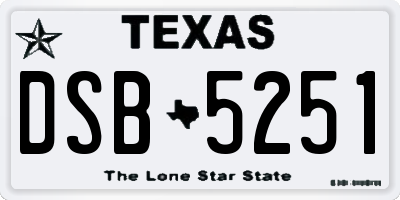 TX license plate DSB5251