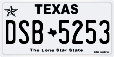 TX license plate DSB5253