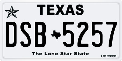 TX license plate DSB5257