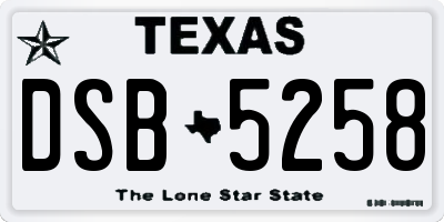 TX license plate DSB5258