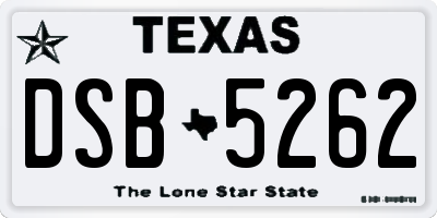 TX license plate DSB5262