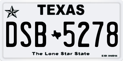 TX license plate DSB5278
